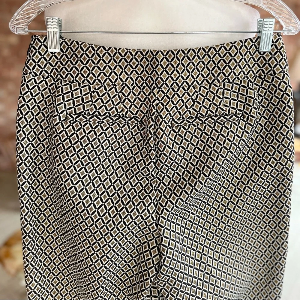 Talbots Slim Ankle Pant in Gold Medallion Jacquard Black Diamond NWT 2 Classic